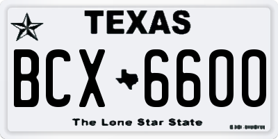TX license plate BCX6600