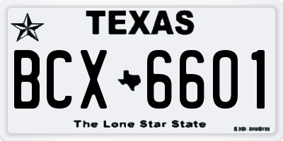 TX license plate BCX6601