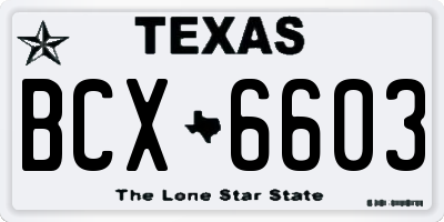 TX license plate BCX6603