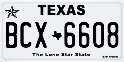 TX license plate BCX6608