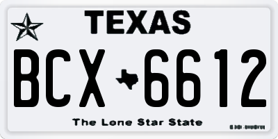 TX license plate BCX6612