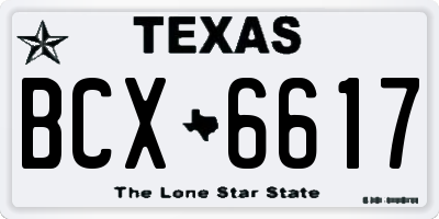 TX license plate BCX6617