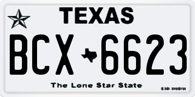TX license plate BCX6623