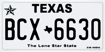 TX license plate BCX6630
