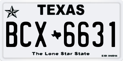 TX license plate BCX6631