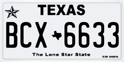TX license plate BCX6633
