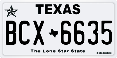 TX license plate BCX6635