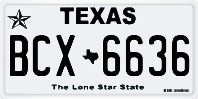 TX license plate BCX6636