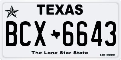 TX license plate BCX6643