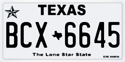 TX license plate BCX6645