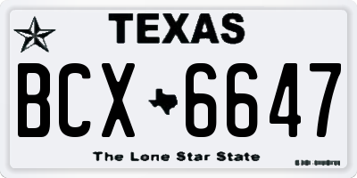 TX license plate BCX6647