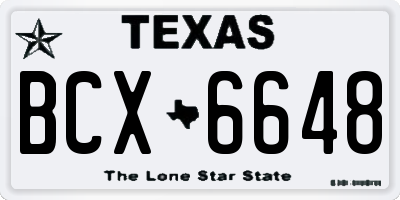 TX license plate BCX6648