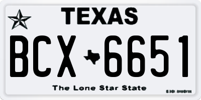 TX license plate BCX6651