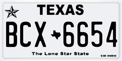TX license plate BCX6654