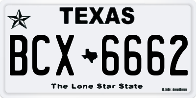 TX license plate BCX6662