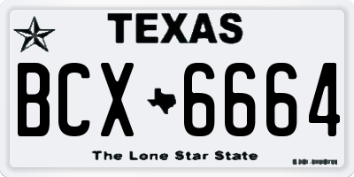 TX license plate BCX6664