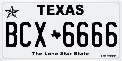 TX license plate BCX6666