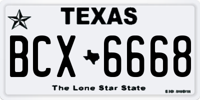 TX license plate BCX6668