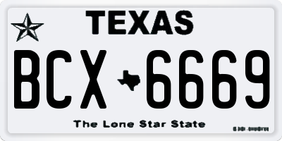 TX license plate BCX6669