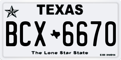 TX license plate BCX6670