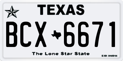 TX license plate BCX6671