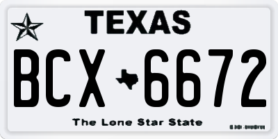 TX license plate BCX6672