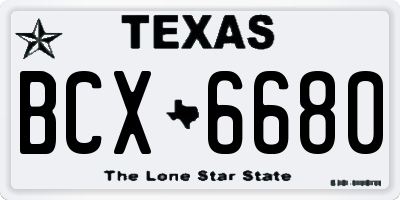 TX license plate BCX6680