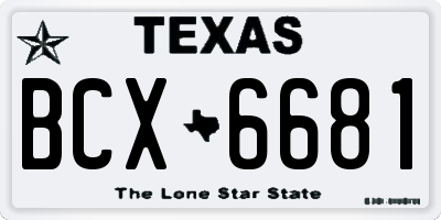 TX license plate BCX6681