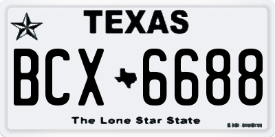 TX license plate BCX6688