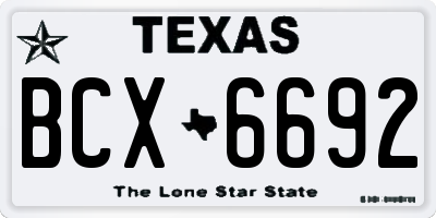 TX license plate BCX6692