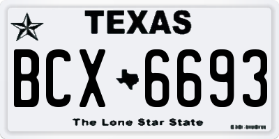 TX license plate BCX6693