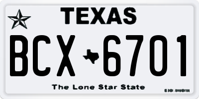 TX license plate BCX6701