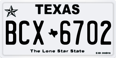 TX license plate BCX6702