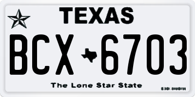TX license plate BCX6703