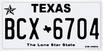 TX license plate BCX6704
