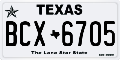 TX license plate BCX6705
