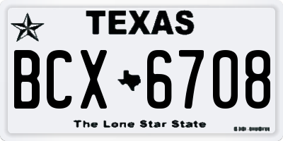 TX license plate BCX6708