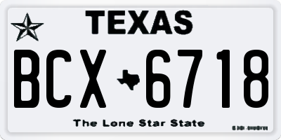 TX license plate BCX6718