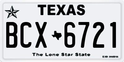 TX license plate BCX6721