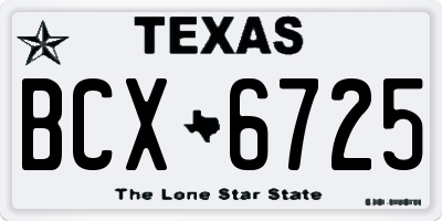 TX license plate BCX6725