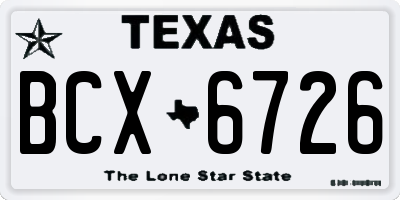 TX license plate BCX6726