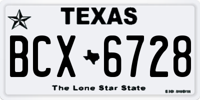 TX license plate BCX6728