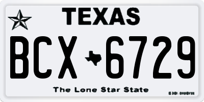 TX license plate BCX6729