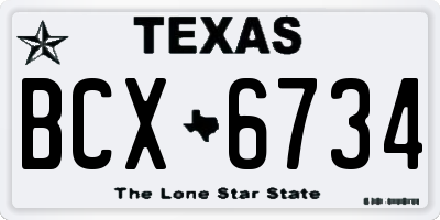 TX license plate BCX6734