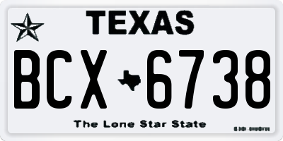 TX license plate BCX6738