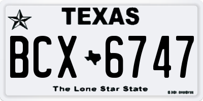 TX license plate BCX6747