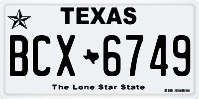 TX license plate BCX6749