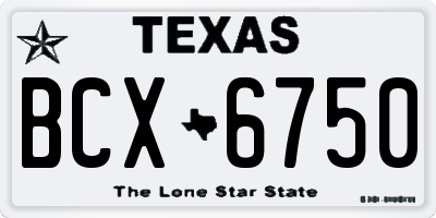 TX license plate BCX6750