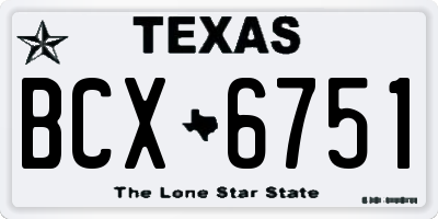 TX license plate BCX6751
