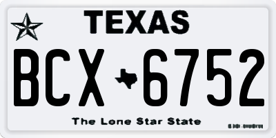 TX license plate BCX6752